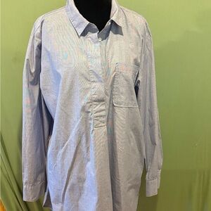 Liz Claiborne Preppy Summer Nautical Look 100% Cotton Pullover Beach Size L